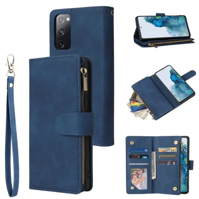 Voor Samsung Galaxy S20 FE/S20 Fan Edition/S20 FE 5G/S20 Fan Edition 5G/S20 Lite/S20 FE 2022 Telefoonhoesje met Meerdere Kaartslots PU Leren Portemonnee Hoes - Blauw