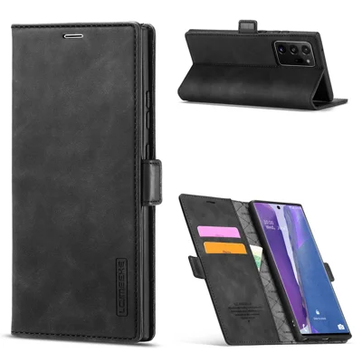 LC.IMEEKE LC Strong Magnetic Series Leather Wallet Phone Protective Shell for Samsung Galaxy Note20 Ultra/Note20 Ultra 5G - Black