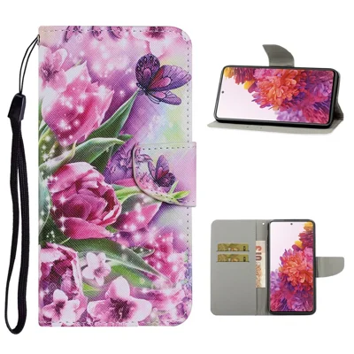 Voor Samsung Galaxy S20 FE 5G/Fan Edition 5G/S20 FE/Fan Edition/S20 Lite/S20 FE 2022 Patroonprint PU Leren Hoes Flip Stand Portemonnee Beschermhoes - Bloemen en Vlinders