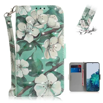 Light Spot Decor Pattern Printing Wallet Stand Leather Phone Casing with Strap for Samsung Galaxy S21 5G/S21 4G - Vivid Flower