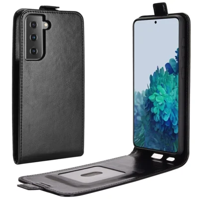 Vertical Flip Crazy Horse Texture Leather Case with Card Slot for Samsung Galaxy S21 5G/S21 4G - Black