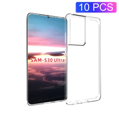 10 stuks/verpakking telefoonhoesje voor Samsung Galaxy S21 Ultra 5G, watermerkbestendige flexibele TPU-hoes