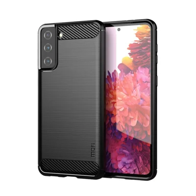 MOFI Carbon Fiber Texture Brushed TPU Phone Back Case for Samsung Galaxy S21+ 5G - Black