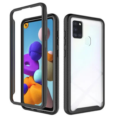 For Samsung Galaxy A21s Shockproof PC + TPU Hybrid Case All-Round Protection - Black