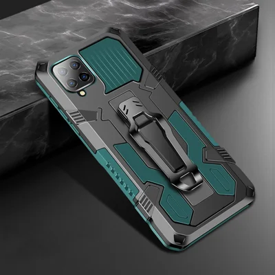 Shock Resistant Hybrid Protector Case with Kickstand for Samsung Galaxy A42 5G - Green