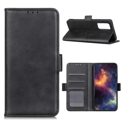 Til Samsung Galaxy A52 4G/5G / A52s 5G Magnetisk Dobbeltknap Læderlommeetui - Sort