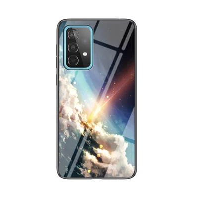 Starry Sky Pattern Printing Shell Glass + PC + TPU Hybrid Case for Samsung Galaxy A52 4G/5G / A52s 5G - Meteor