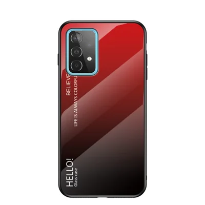 TPU + PC + Glass Color Gradient Pattern Super Slim Cell Phone Case for Samsung Galaxy A52 4G/5G / A52s 5G - Red/Black