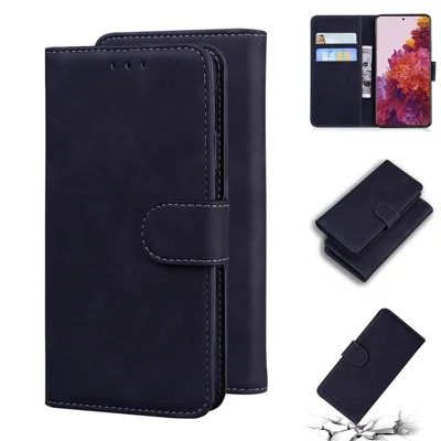 Leather Wallet Stand Phone Case for Samsung Galaxy S21 Ultra 5G - Black