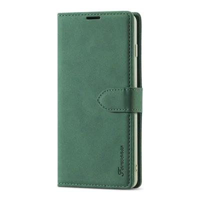 FORWENW F1 Series Wallet Stand Full Protection Leather Cover Case for Samsung Galaxy S21 4G/5G - Green