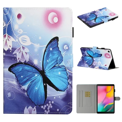 Pattern Printing Card Holder Stand TPU + PU Leather Tablet Case for Samsung Galaxy Tab A7 10.4 (2020)  / (2022) T500 - Butterfly