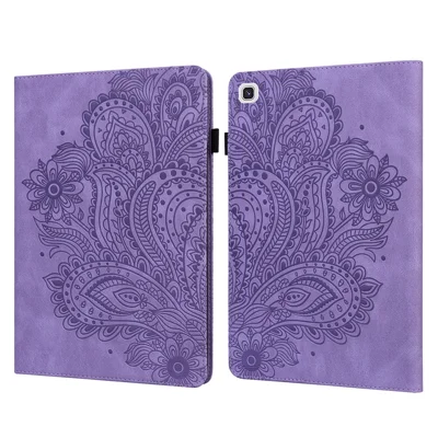 Coque de protection en cuir avec motif floral imprimé, portefeuille avec support pour tablette Samsung Galaxy Tab A7 10,4 (2022) / (2020) - Violet