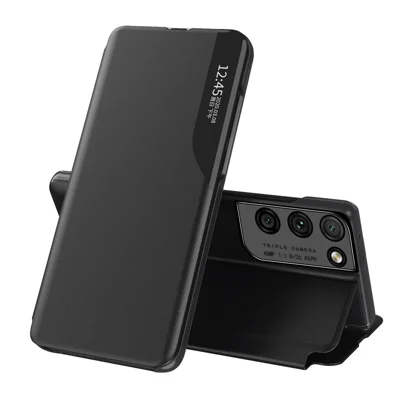 Чехол с окном просмотра, подставка из искусственной кожи для Samsung Galaxy S21 Ultra 5G — Черный