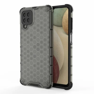 Honeycomb Pattern for Samsung Galaxy A12 Shock-proof TPU + PC Combo Case - Black