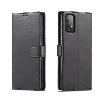LC.IMEEKE for Samsung Galaxy A52 4G/5G / A52s 5G Wallet Stand PU Leather Shell Mobile Phone Case - Black