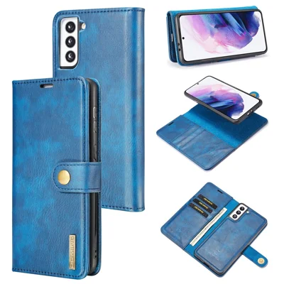 DG.MING For Samsung Galaxy S21+ 5G Detachable 2-in-1 PC Shell Anti-scratch Split Leather Case - Blue