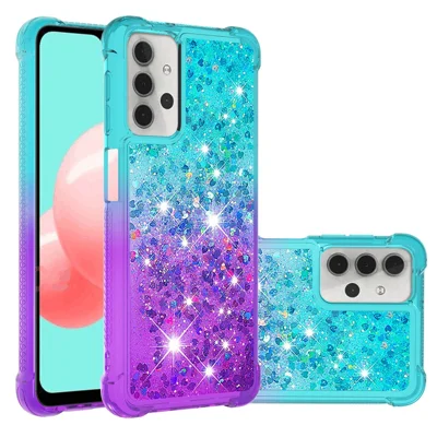 Shockproof Gradient Quicksand TPU Shell for Samsung Galaxy A32 5G/M32 5G - Baby Blue/Purple