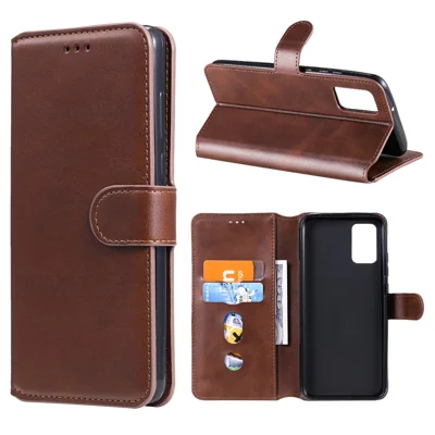 Klassieke Wallet Stand Flip Leren Telefoonhoesje voor Samsung Galaxy A02s (164,2 mm) - Bruin
