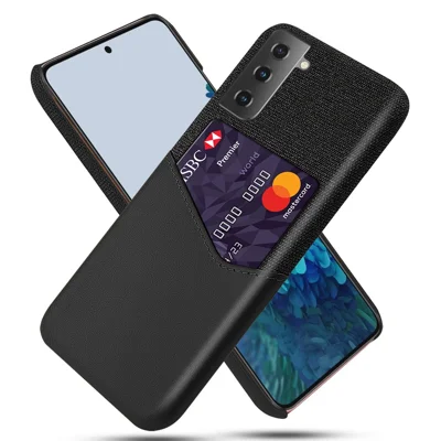 KSQ Cloth + PU Leather + PC Protector Card Slot Case pour Samsung Galaxy S21+ 5G - Noir