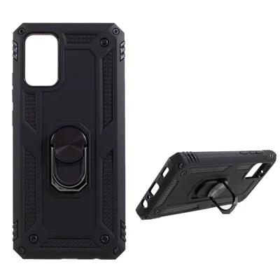 PC + TPU Hybride Anti-val Behuizing met Ringstandaardontwerp voor Samsung Galaxy A02s (166,5 mm) - Zwart
