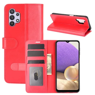 Brieftaschen-Design Ledertasche mit Crazy-Horse-Optik Ständerhülle für Samsung Galaxy A32 5G / M32 5G - Rot