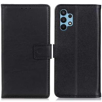 For Samsung Galaxy A32 4G (EU Version) PU Leather Magnetic Flip Case Stand Shockproof Wallet Phone Cover - Black