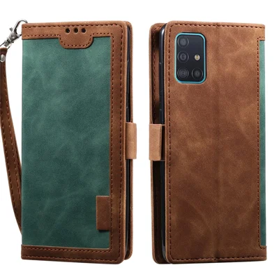 Vintage Samenstelstijl Portemonnee Stand Lederen Flip Telefoonhoesje voor Samsung Galaxy A02s (164,2 mm) - Groen