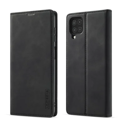 LC.IMEEKE LC Strong Magnetic Series Leather Wallet Phone Protective Shell for Samsung Galaxy A12 - Black