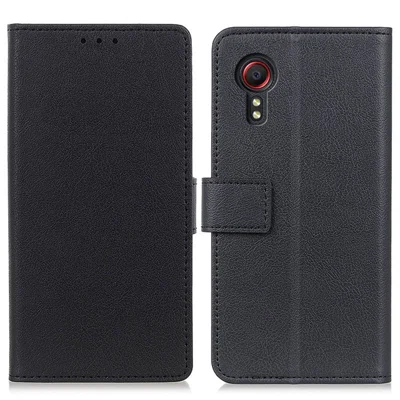 Wallet Leather Stand Shell Case for Samsung Galaxy Xcover 5 - Black