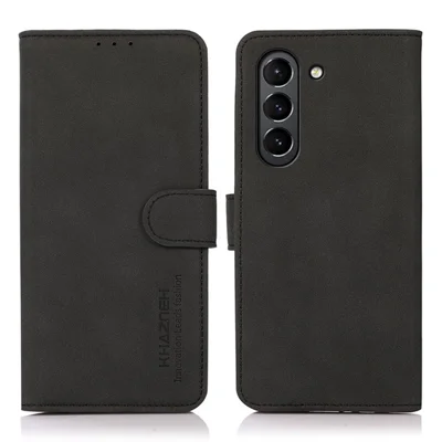 KHAZNEH Wallet Stand Design Leather Cover Case for Samsung Galaxy S21 FE / S21 Fan Edition - Black