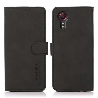 Étui de protection pour téléphone portable KHAZNEH Quality, support portefeuille en cuir pour Samsung Galaxy Xcover 5 - Noir