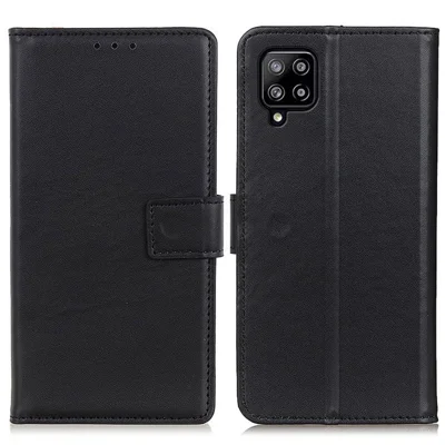 Magnetic Clasp Wallet Stand Shockproof Leather Phone Shell Case for Samsung Galaxy A22 4G (EU Version) - Black
