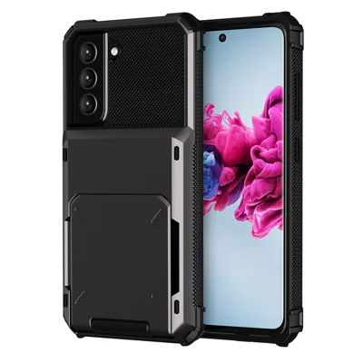 Folio Flip TPU+PC Hybride Telefoonhoesje voor Samsung Galaxy S21 FE - Zwart