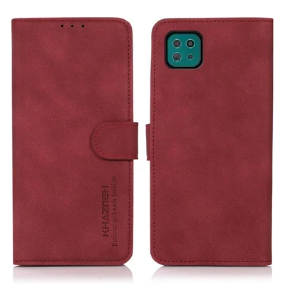 Lint Texture Leather Wallet Case for Samsung Galaxy A22 5G (EU Version) - Red