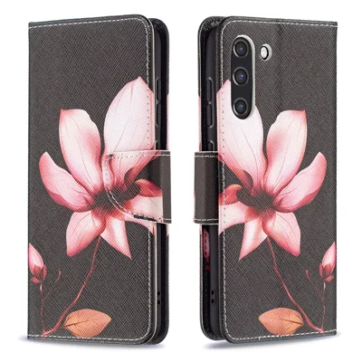 Wallet Design Pattern Printing Full Protection Leather Stand Cover Case for Samsung Galaxy S21 FE 5G - Vivid Flower