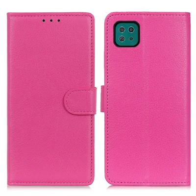 For Samsung Galaxy A22 5G (EU Version) Classic Style Litchi Texture PU Leather Wallet Mobile Phone Case - Rose