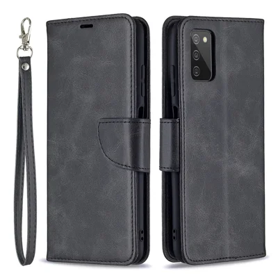 Lederen portemonnee- en standaardhoes met pure kleur voor Samsung Galaxy A03s (166,5 mm) - Zwart