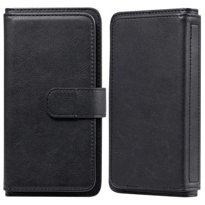 Etui skórzane z uchwytem na 10 kart do Samsung Galaxy S21 FE / S21 Fan Edition - Czarny