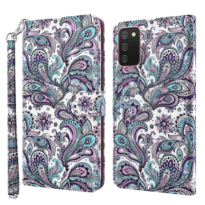 Patroonbedrukte Lederen Telefoonhoes met Portemonnee, Standfunctie en Bandje voor Samsung Galaxy A03s (166,5 mm) - Spiralend Patroon
