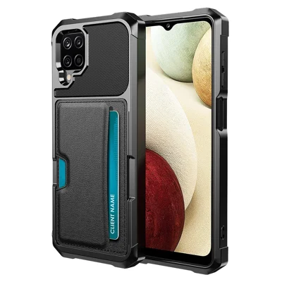 ZM02 PU Leather Coated TPU Hybrid Case with Card Slot for Samsung Galaxy A12 - Black