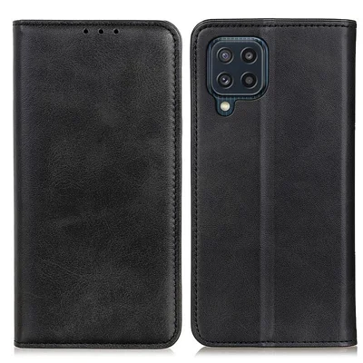 Automatiskt magnetiskt läderfodral med plånbok och ställfunktion för Samsung Galaxy M32 (global version) - Svart