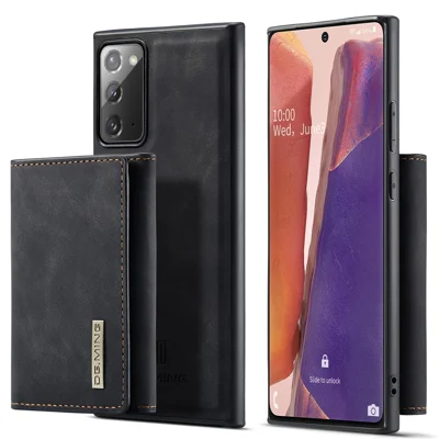 DG.MING M1 Series Kickstand Design Drop-resistant Phone Case with Detachable Magnetic Wallet for Samsung Galaxy Note20 4G/5G - Black