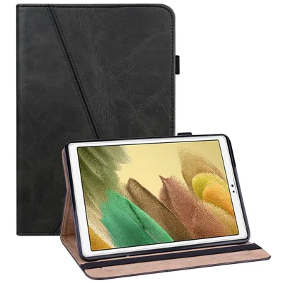 Pełna ochrona skórzana obudowa tabletu z uchwytem na kartę i pasek na długopis dla Samsung Galaxy Tab A7 Lite 8,7-calowy SM-T220 (Wi-Fi)/SM-T225 - Czarny