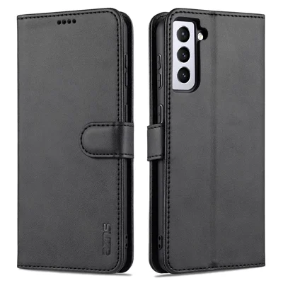 AZNS Wallet Stand Design Leer telefoonhoesje voor Samsung Galaxy S21 FE - Zwart