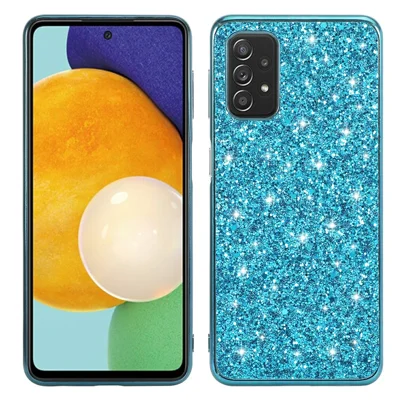 Shiny Sequins Design Plated TPU Frame + PC Drop-Resistant Hybrid Shell Case for Samsung Galaxy A32 5G/M32 5G - Blue
