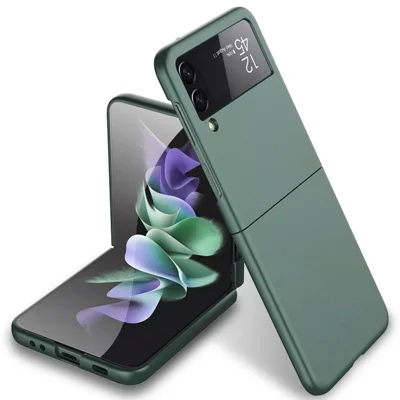 For Samsung Galaxy Z Flip3 5G Hard PC Phone Case Rubberized Surface Anti-fingerprints Folding Cover - Green