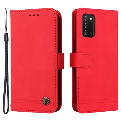 For Samsung Galaxy A03s (166.5mm) Leather Wallet Cases Skin Touch Phone Cover Stand with Strap - Red