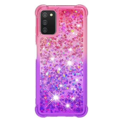Gradient Quicksand Series Liquid Flowing Floating Sparkle Soft TPU Phone Case for Samsung Galaxy A03s (164.2mm) - Pink / Purple