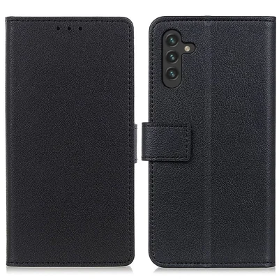 Premium-PU-Leder-Mappe mit Ständer und magnetischem Verschluss für Samsung Galaxy A13 5G / A04s 4G (164,7 mm) – Schwarz