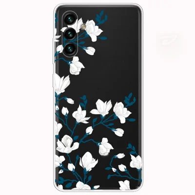 Pattern Printing IMD Soft TPU Slim Phone Protective Case Cover for Samsung Galaxy A13 5G / A04s 4G (164.7mm) - White Flowers